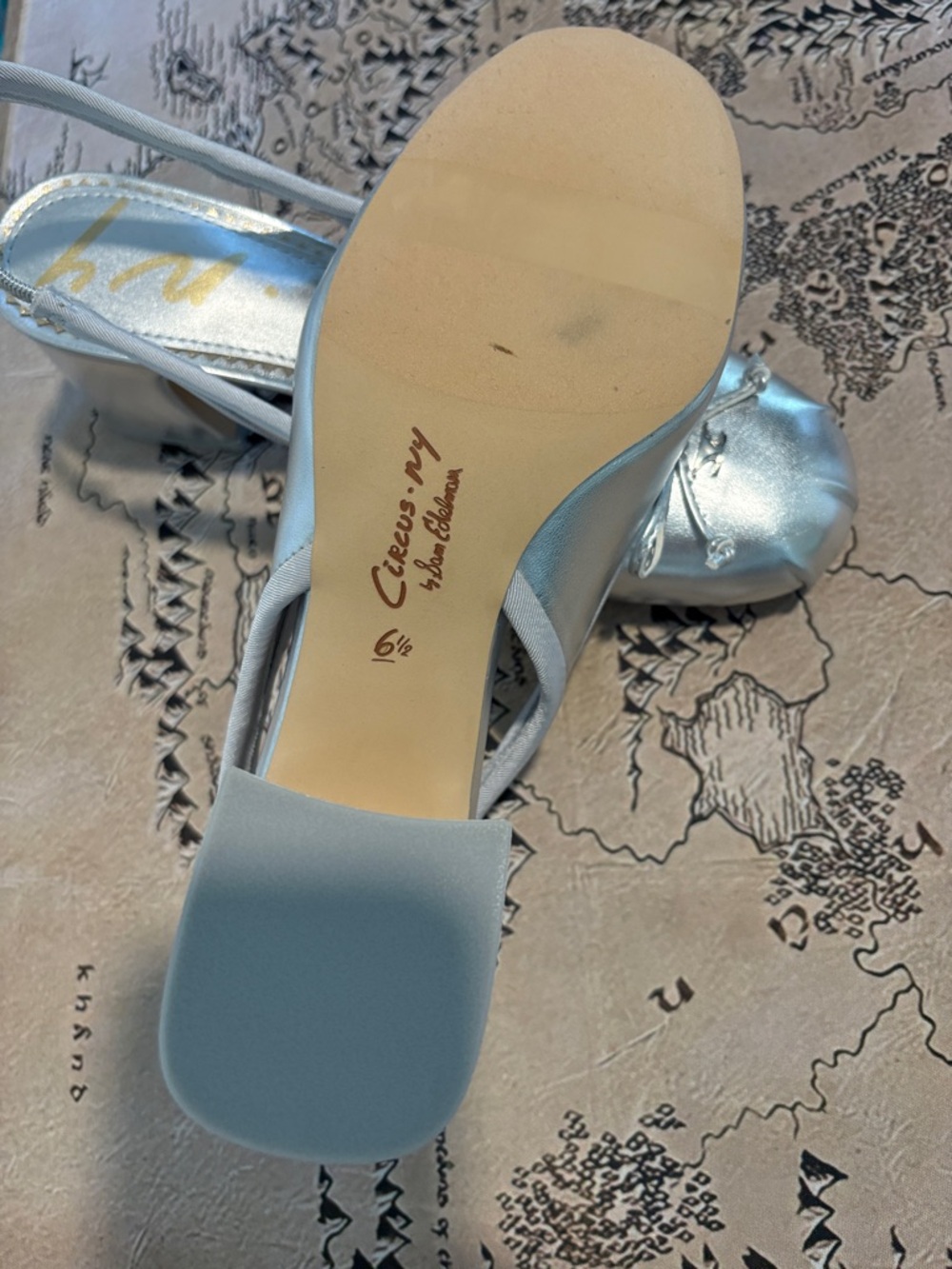 Circus by Sam Edelman Metallic Silver Slingback Ballet Flats with Bow - Picture 2 of 3
